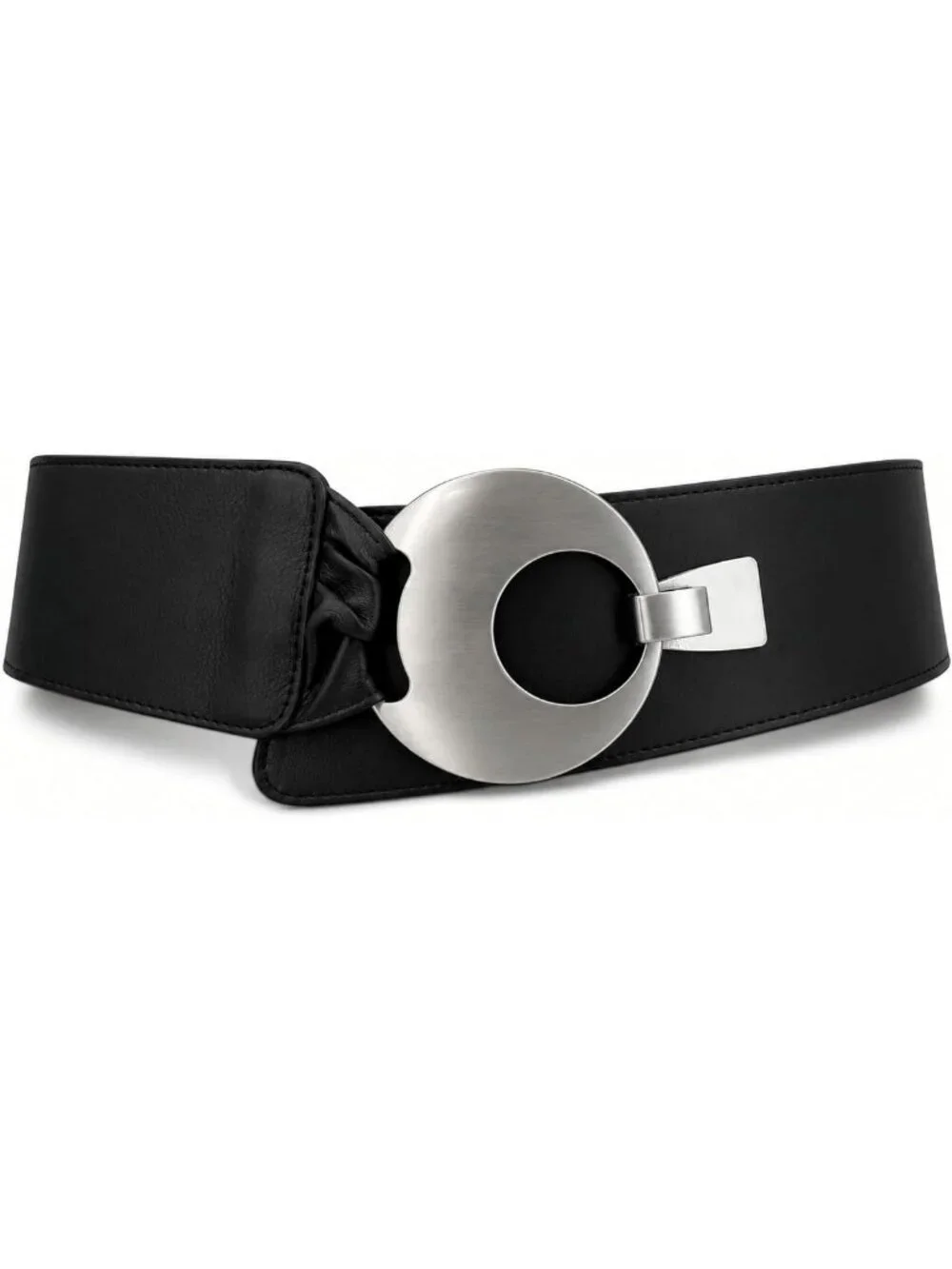 Stylish Women's Wide Genuine Leather Belt with Round Cross Buckle - Perfect